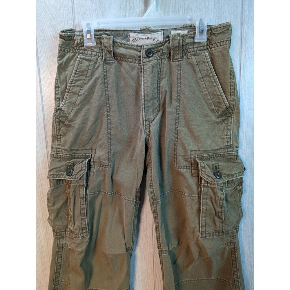 Hollister HOC-22 VTG Rare Y2K Cargo Military style Baggy Pants Green Sz S 32x30 - Picture 2 of 10